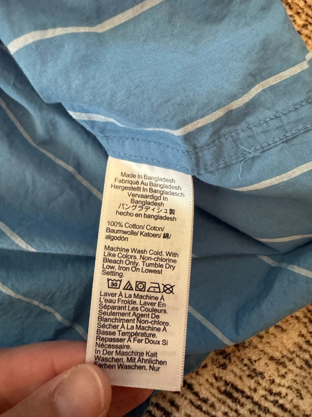 J. Crew Light Blue Striped Cotton Pajama Set